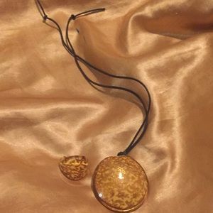 Murano Glass Necklace and Ring Set